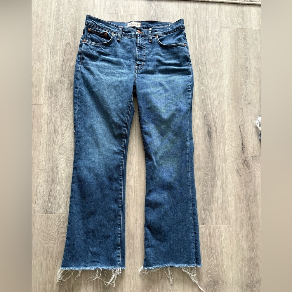 Madewell Dark Blue Mid-Rise Kick Out Jeans